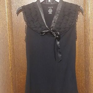 Black Sleeveless Top with Ruffle Detail